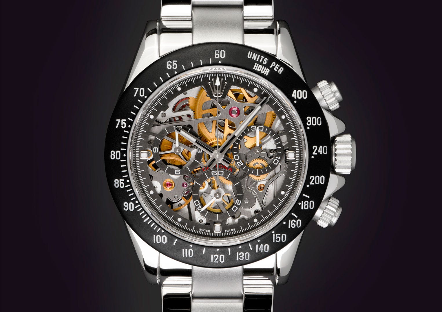 This bespoke watch is a unique piece modified according to an individual's requirements