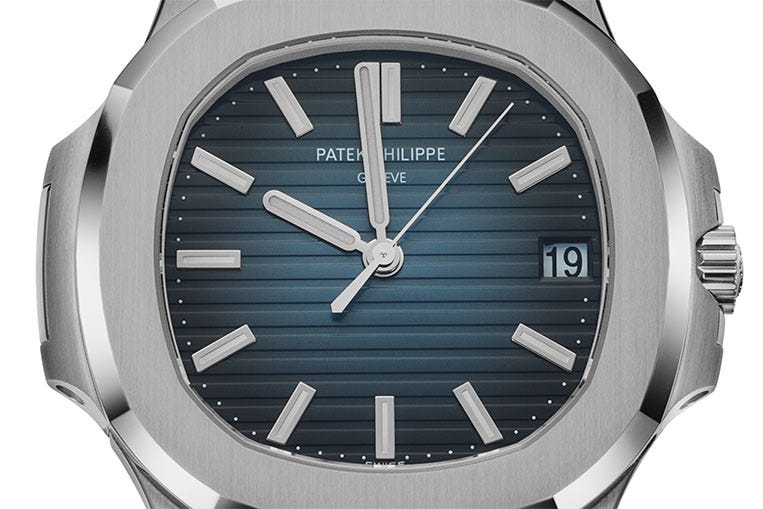The Nautilus was designed with a smoky gradient dial in rich blue
